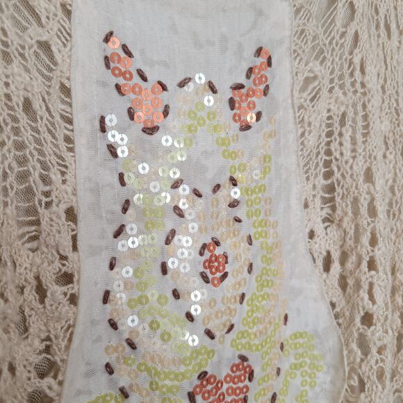 Free People crochet tank top women's size S beige embellished boho Maya festival - Picture 4 of 11